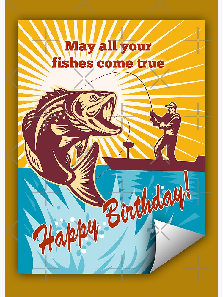 Fishing Birthday Card With Badge : : Stationery & Office Supplies