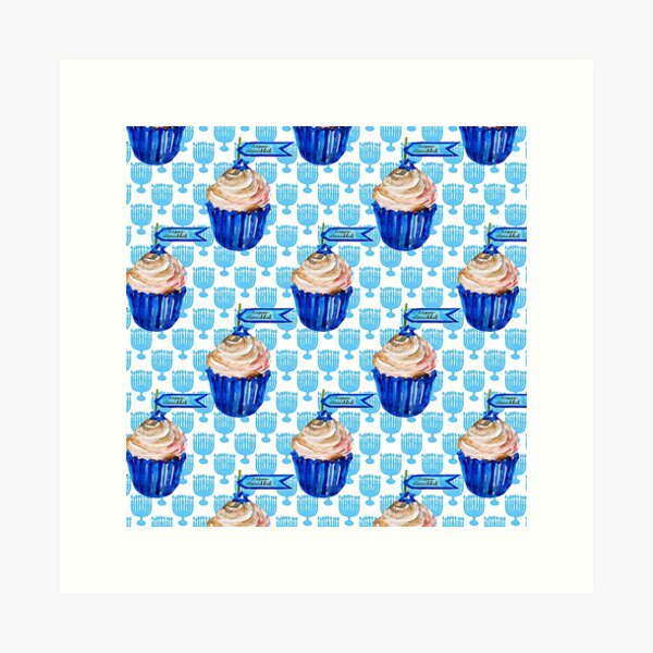 Item preview, Happy Hanukkah Banner Cupcakes From Bubbie Pattern designed and sold by DEC02.
