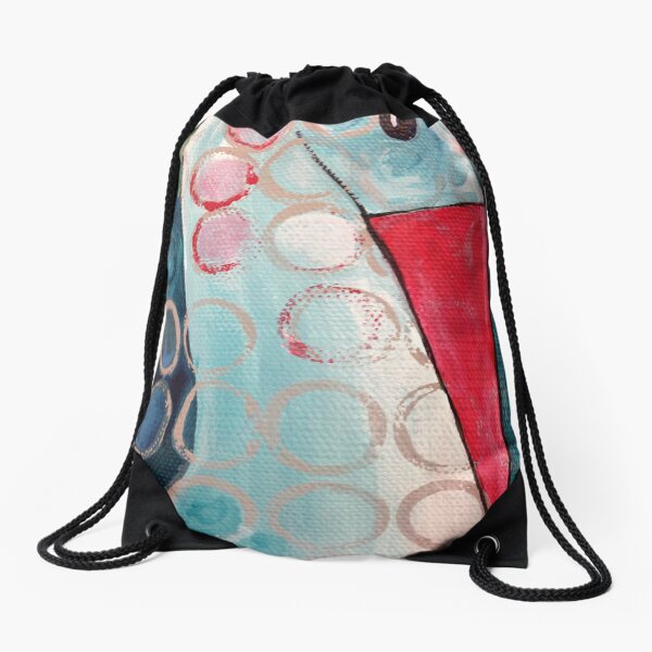 Blue Spotted Bird Drawstring Bag