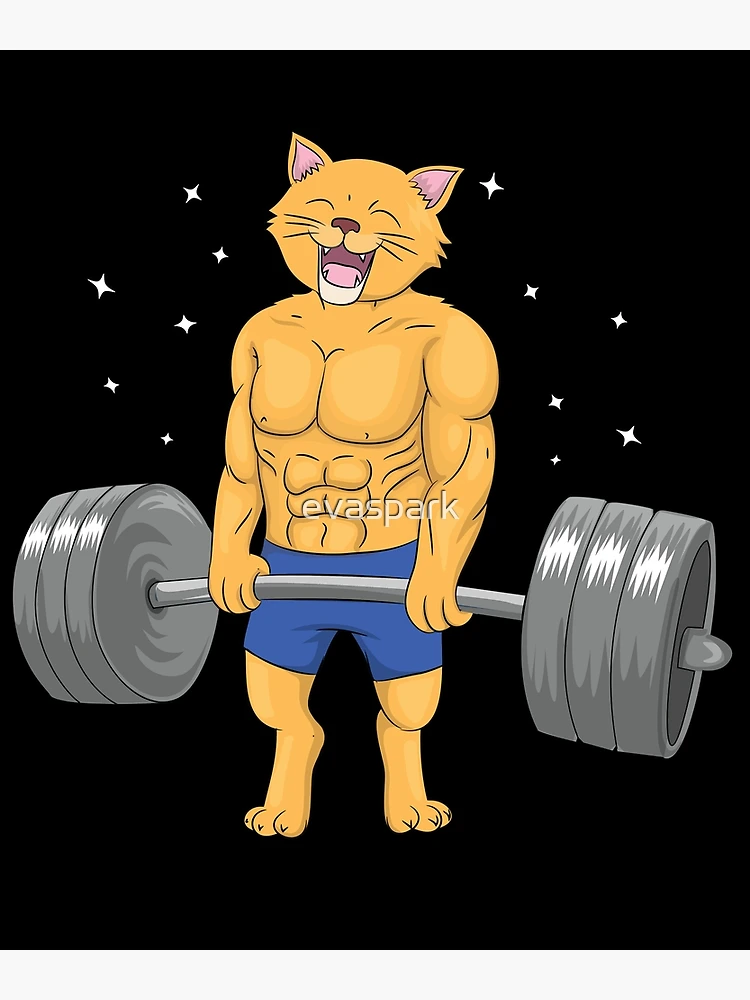 Cat-Deadlift-Powerlifting-T-Shirt-Fitness-Gym-Lifting-Weights-Tee-Gifts |  Poster