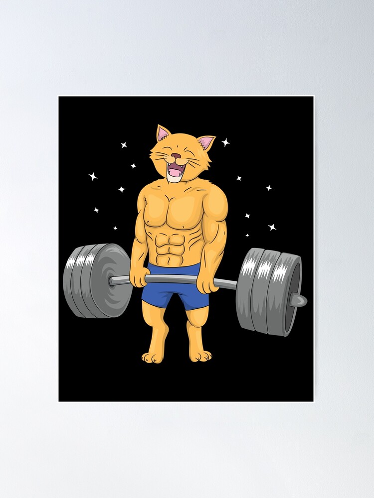 Cat-Deadlift-Powerlifting-T-Shirt-Fitness-Gym-Lifting-Weights-Tee-Gifts |  Poster