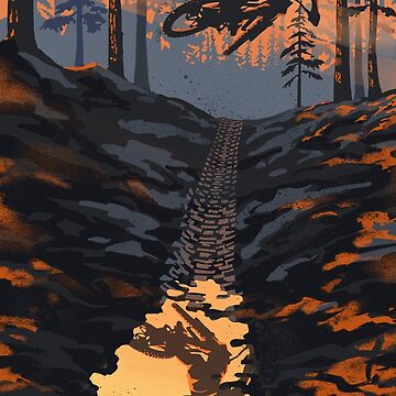 Artwork thumbnail, Retro styled mountain biking dirt jumper sunset by SFDesignstudio