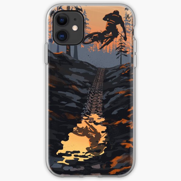 Retro styled mountain biking dirt jumper sunset iPhone Soft Case