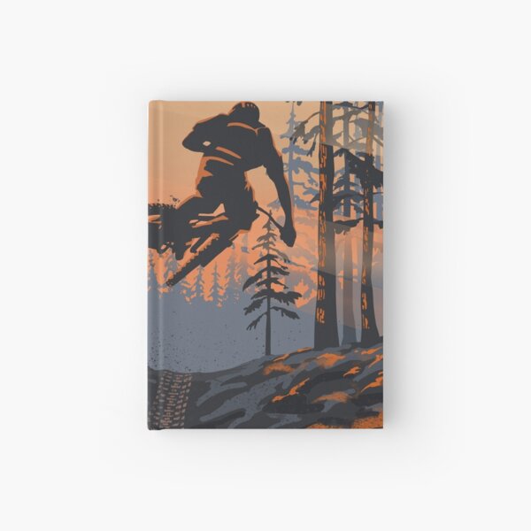 Retro styled mountain biking dirt jumper sunset Hardcover Journal