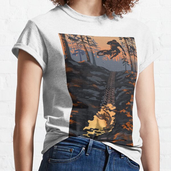 Retro styled mountain biking dirt jumper sunset Classic T-Shirt