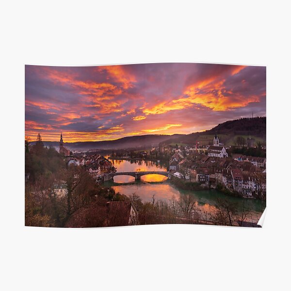 The Rhine and Laufenburg at dawn Poster