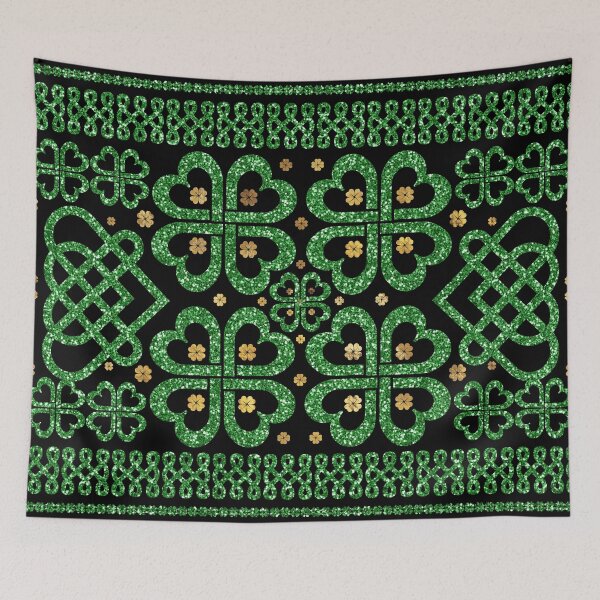 Item preview, Shamrock Four-leaf Clover Celtic Ornament designed and sold by k9printart.