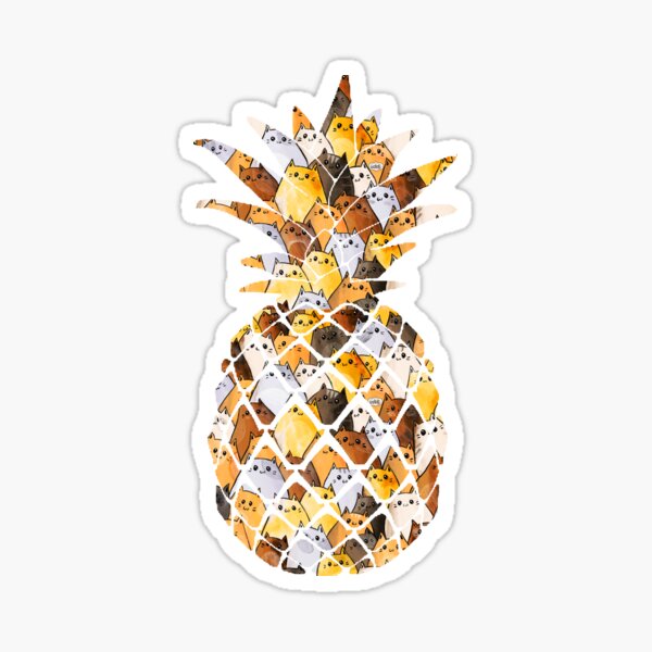 Pineapple Cats - Ginger Cat Pattern - Cats in Pineapple Sticker