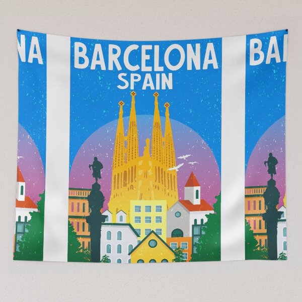 Item preview, Barcelona travel poster designed and sold by ECLECTICimprint.