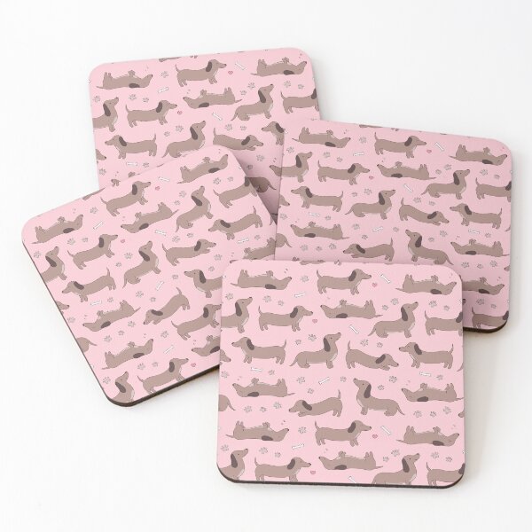 Item preview, Light Pink Dachshund Dog Paws Bones Pattern designed and sold by lucypooki.