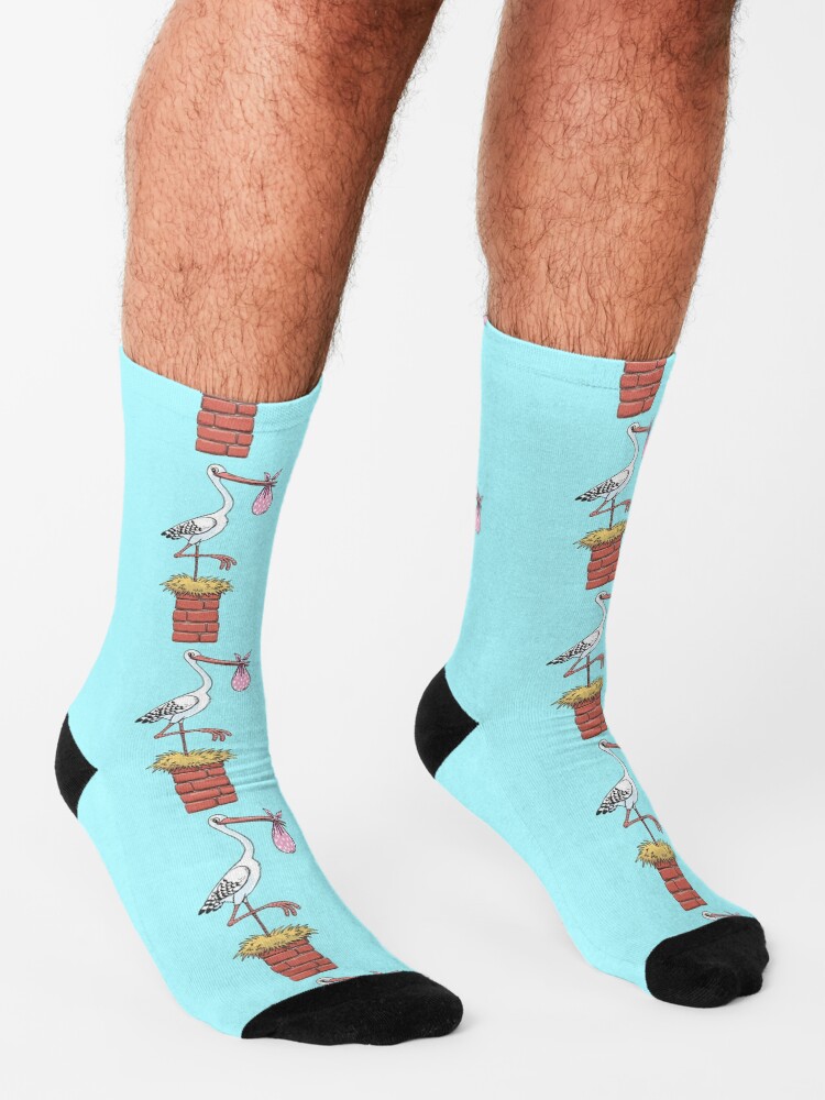 Alternate view of stork on the chimney holds the bind Socks