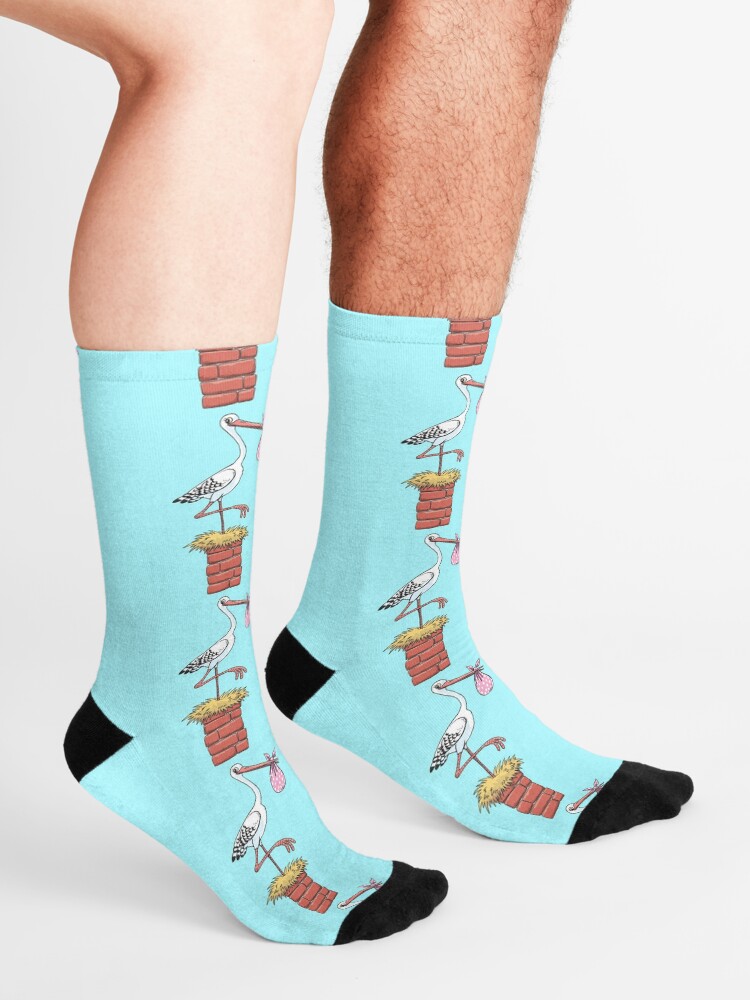 Alternate view of stork on the chimney holds the bind Socks