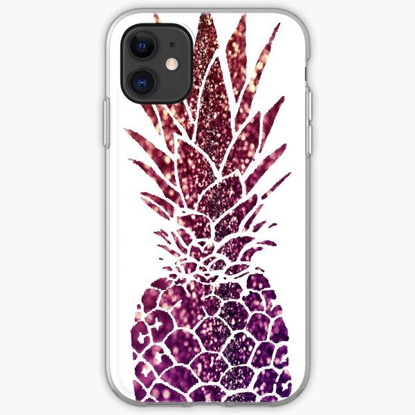 Pink Purple Ombre Pineapple - Glitter Pineapple iPhone Soft Case