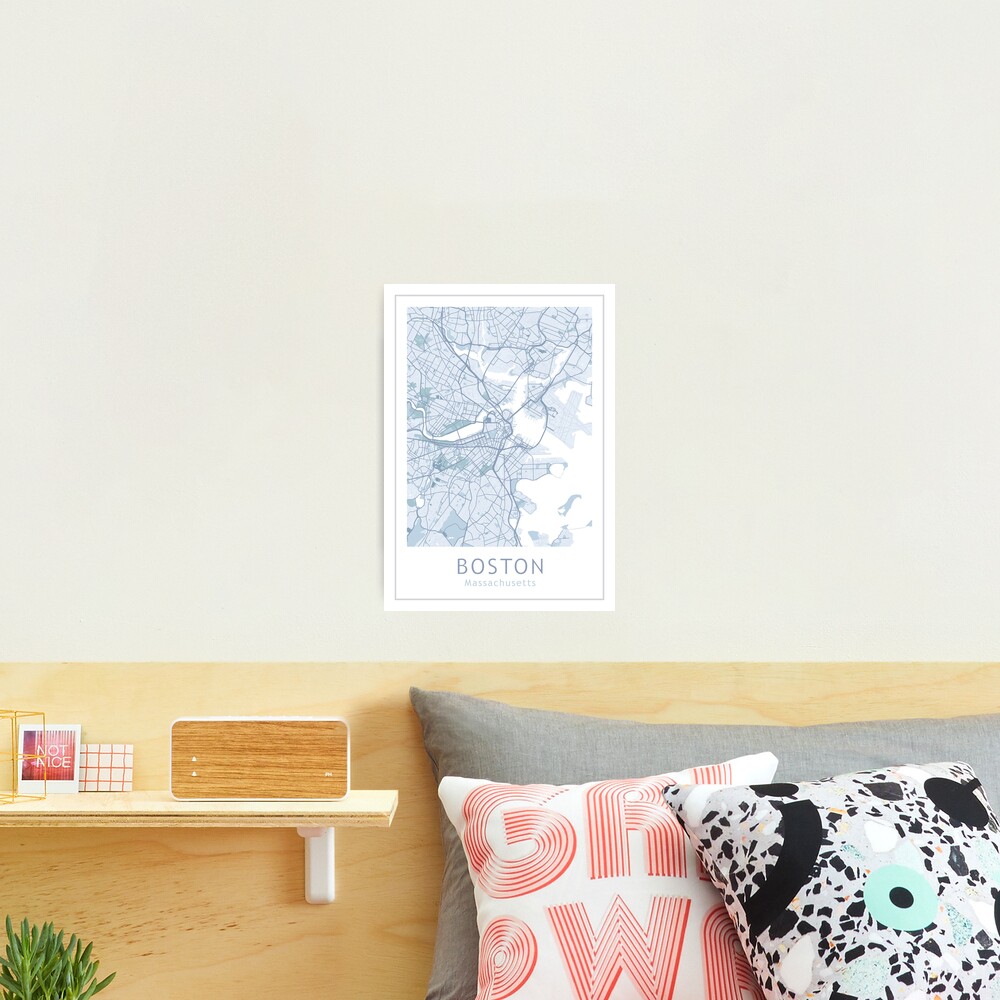 Boston City Map, USA City Massachusetts Photographic Print