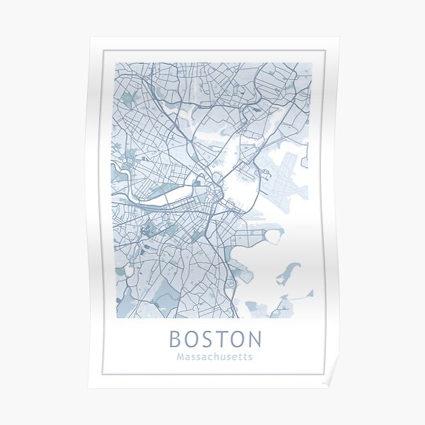 Boston City Map, USA City Massachusetts Poster