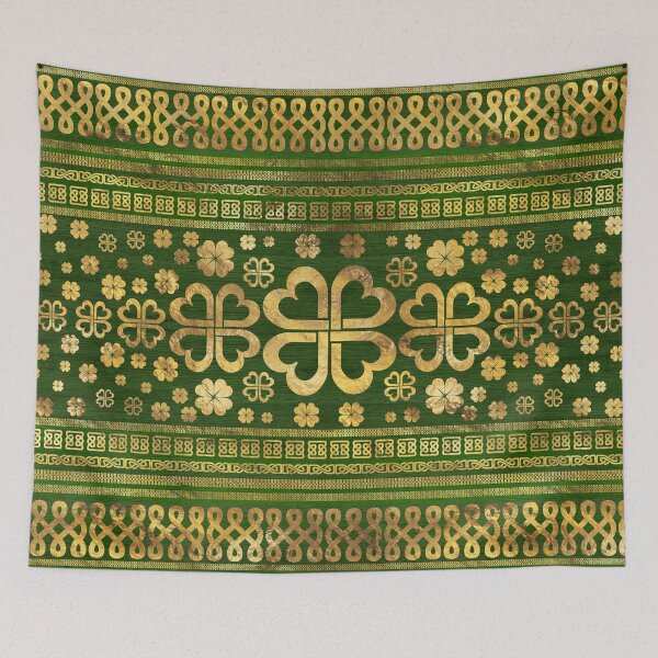 Item preview, Shamrock Four-leaf Clover Green Wood and Gold designed and sold by k9printart.