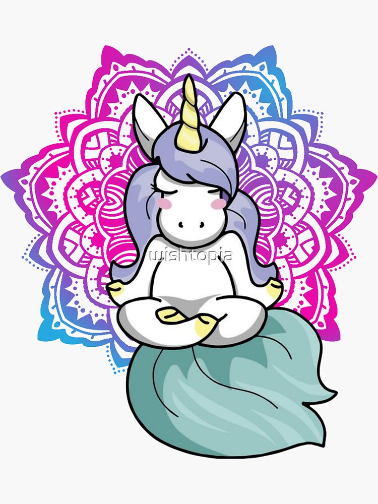 Unicorn in Yoga Lotus Meditation Mandala | Sticker