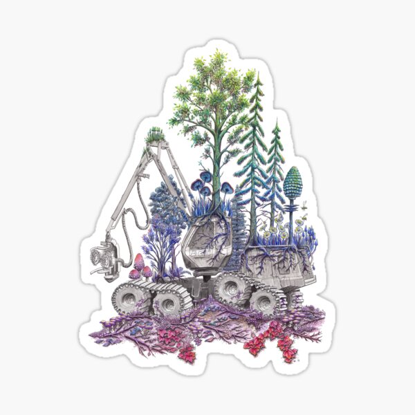 Reforestation - Rainbow Nature on Logging Machine Sticker