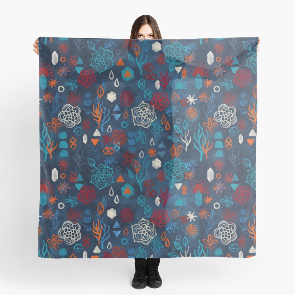 Earth, Water, Fire, Air - a watercolor pattern Scarf