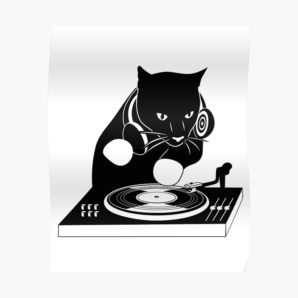 DJ Cat with music notes Sticker for Sale by Aneta Kmieć