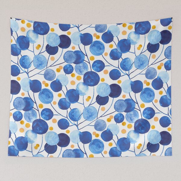 Item preview, Pompom Plants in Cobalt & Gold  designed and sold by TigaTiga.