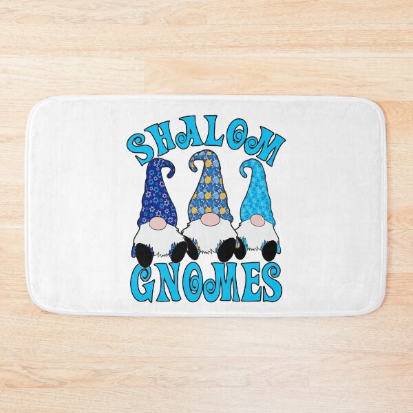 Aperçu de l'œuvre Shalom Gnome 3 Hanukkah Gnomes Elfes Mignons Chapeaux Dreidel Bleus créée et vendue par funnytshirtemp.