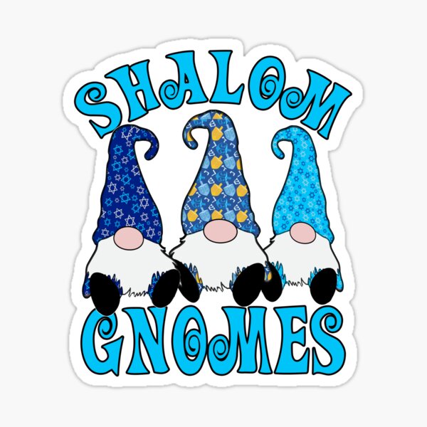 Item preview, Shalom Gnome 3 Hanukkah Gnomes Elves Cute Blue Dreidel Hats designed and sold by funnytshirtemp.