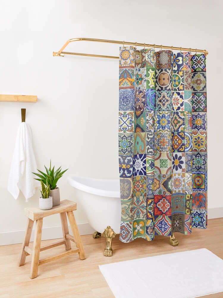 "Mexican Tiles" Shower Curtain for Sale by MontageMadness Redbubble