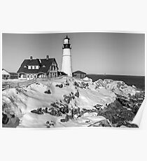 Portland Head Light - Maine USA (mono) Poster