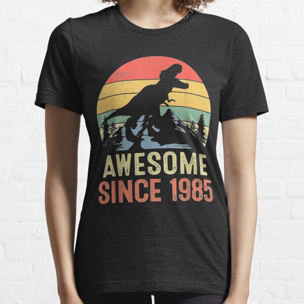 Awesome Since 1985 Dinosaur 34th Birthday Gifts 34 Years Old Essential T-Shirt