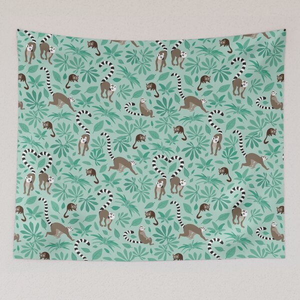 Item preview, lemur love mint leaves designed and sold by kasumidesign.