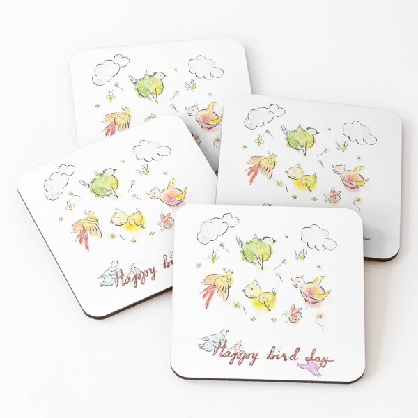 Happy bird-day Coasters (Set of 4)