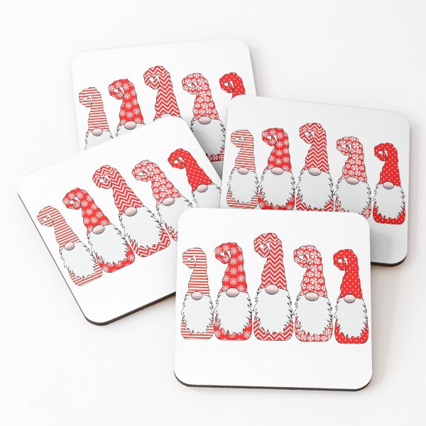Item preview, 5 Nordic Gnomes Red White Hats Christmas Swedish Tomte Cute Elves designed and sold by funnytshirtemp.
