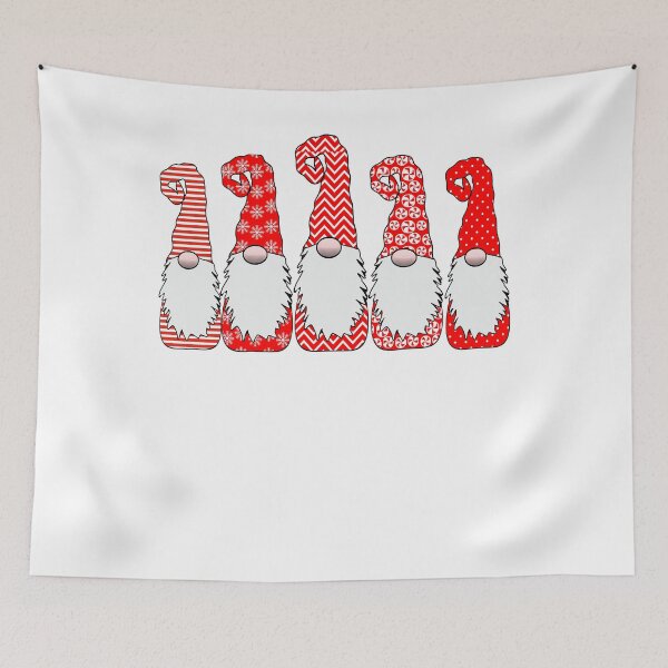 Item preview, 5 Nordic Gnomes Red White Hats Christmas Swedish Tomte Cute Elves designed and sold by funnytshirtemp.