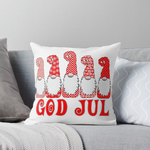 Item preview, God Jul 5 Nordic Gnomes Red White Hats Christmas Swedish Tomte Cute Elves designed and sold by funnytshirtemp.