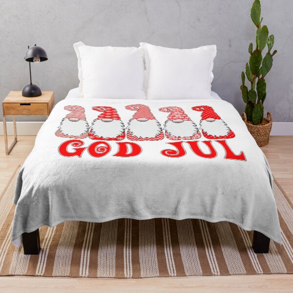 Item preview, God Jul 5 Nordic Gnomes Red White Hats Christmas Swedish Tomte Cute Elves designed and sold by funnytshirtemp.