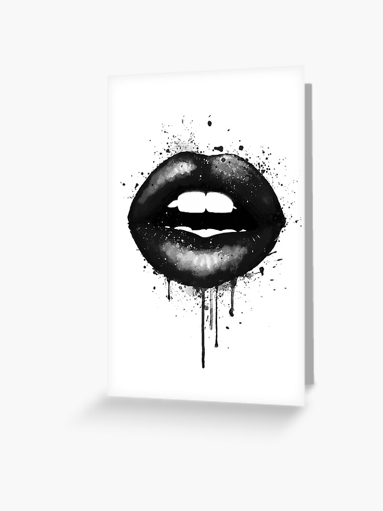 Schwarze Lippen Liebe Kuss Drucken Mund Sexy Madchen Grusskarte Von Lotusgifts Redbubble