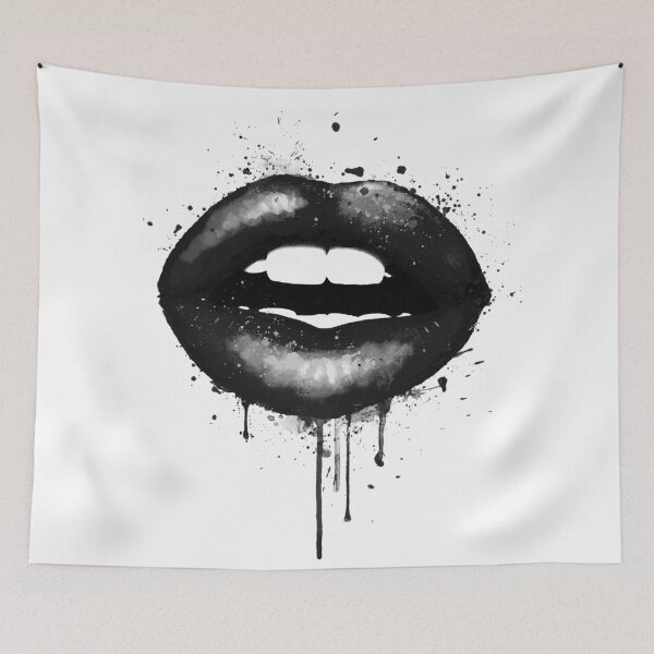 Item preview, Black Lips Love Kiss Print Mouth Sexy Girl  designed and sold by LotusGifts.