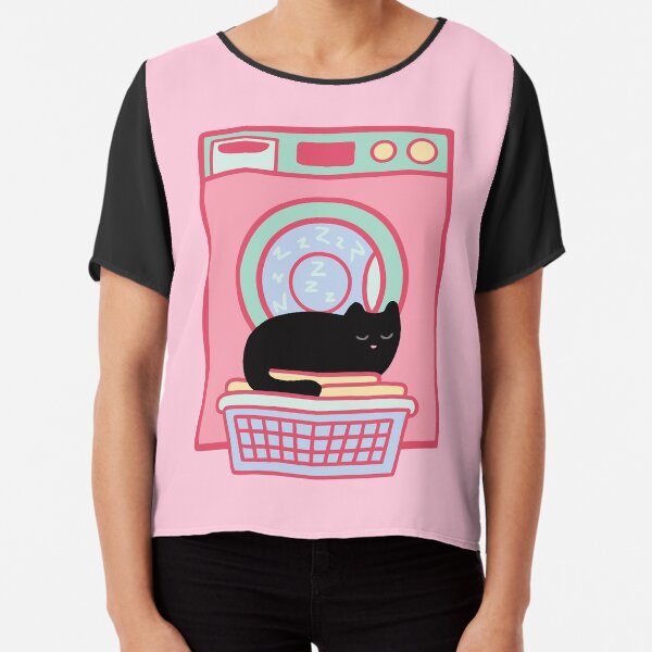Cat Nap Black Kitten Chiffon Top