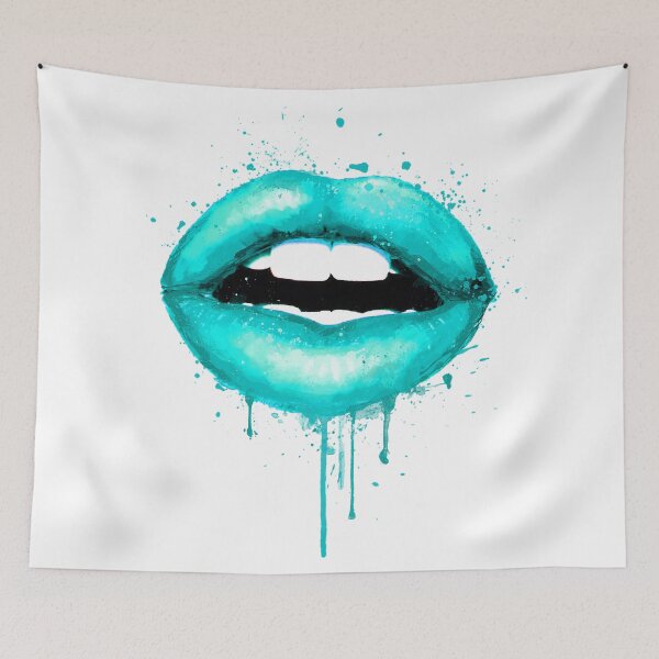 Item preview, Turquoise Lips Love Kiss Print Makeup Sexy Girl  designed and sold by LotusGifts.