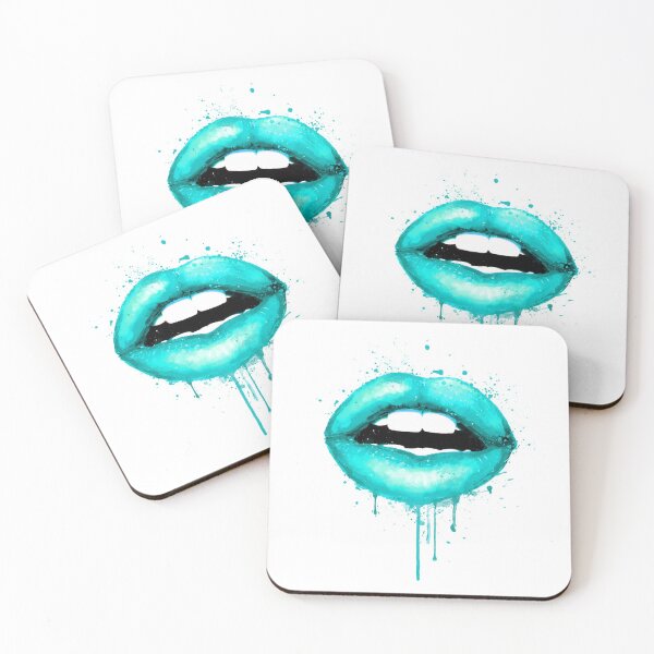 Item preview, Turquoise Lips Love Kiss Print Makeup Sexy Girl  designed and sold by LotusGifts.