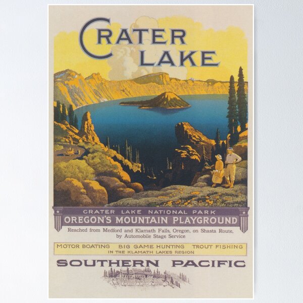 Item preview, Crater Lake Oregon Vintage Travel Poster designed and sold by vintagevivian.