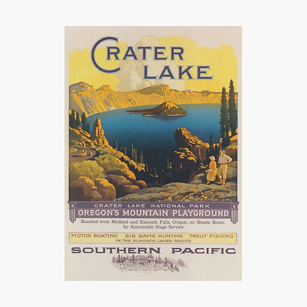 Artikelvorschau, Crater Lake Oregon Vintages Reise-Plakat entworfen und verkauft von vintagevivian.