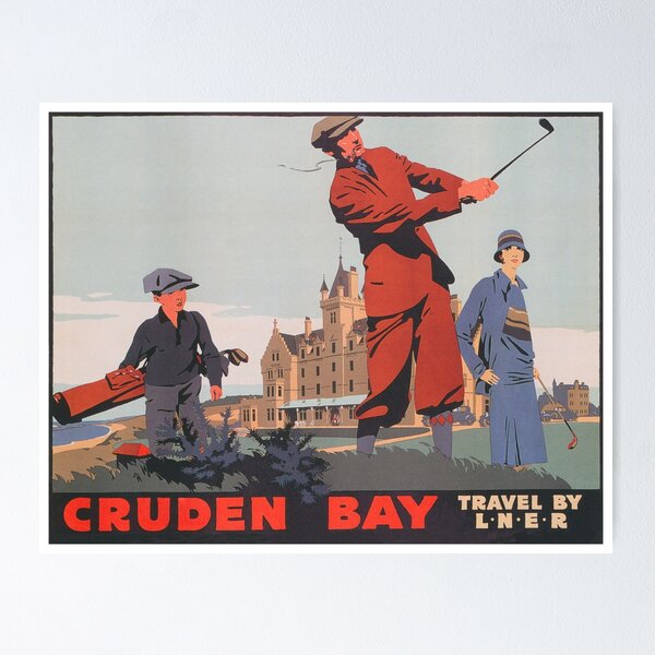 Item preview, Cruden Bay England Vintage Golf Poster designed and sold by vintagevivian.
