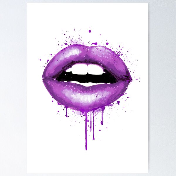 Aperçu de l'œuvre Violet lèvres lèvres sexy fille bouche amour baiser imprimer créée et vendue par LotusGifts.