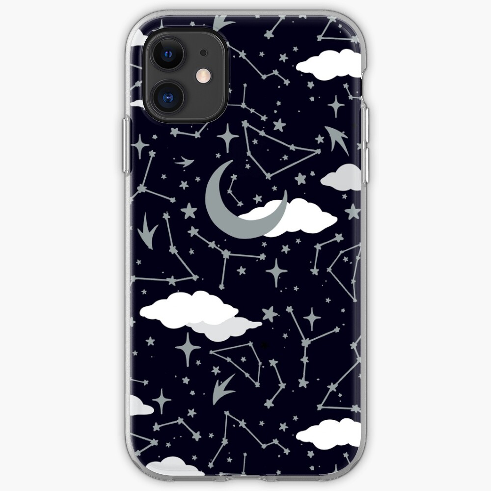 Night Sky in Silver and White iPhone Soft Case