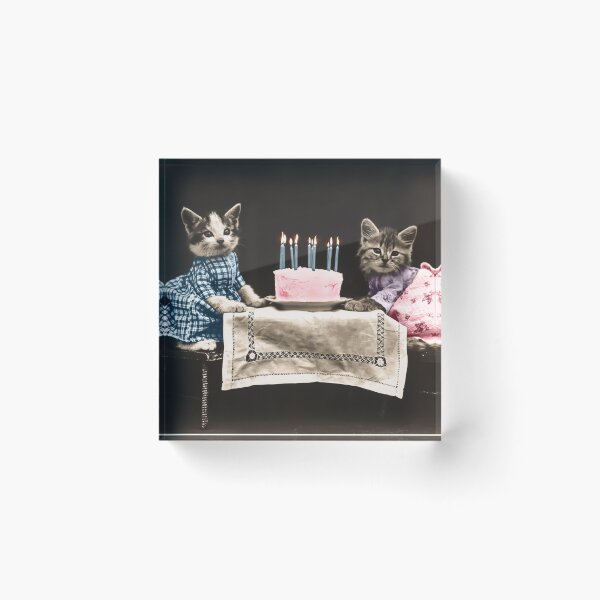 Item preview, Vintage kittens birthday cake designed and sold by Delphimages Art.