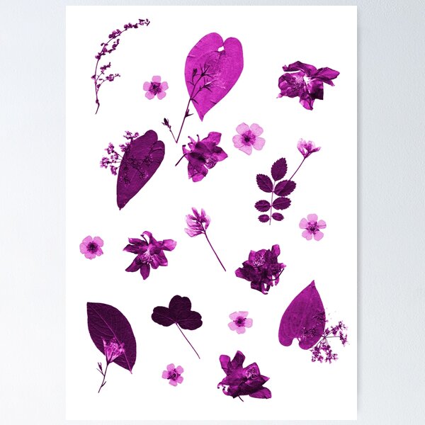 Item preview, Purple Floral Pattern Pressed Flowers and Leaves designed and sold by Ivy Lily Art.