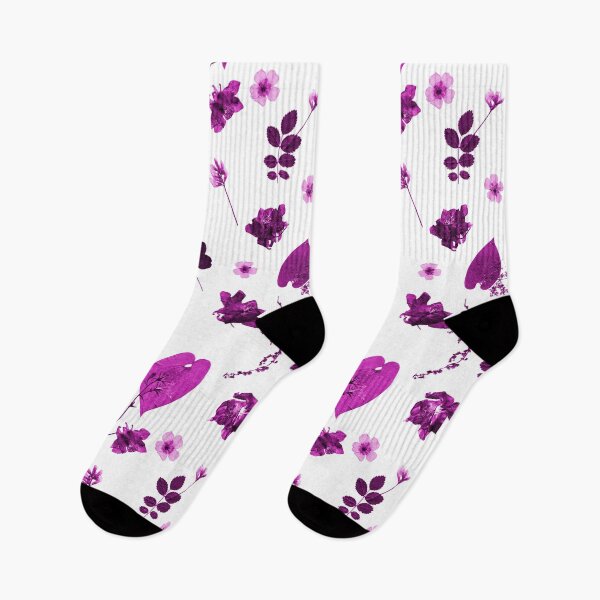 Item preview, Purple Floral Pattern Pressed Flowers and Leaves designed and sold by Ivy Lily Art.
