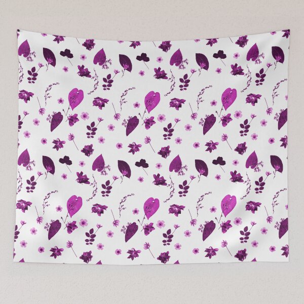 Item preview, Purple Floral Pattern Pressed Flowers and Leaves designed and sold by Ivy Lily Art.